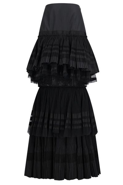 Blumarine Tiered Pleated Maxi Skirt