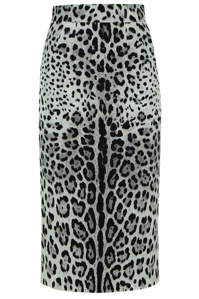 Dolce & Gabbana Leopard Printed Charmeuse Midi Pencil Skirt