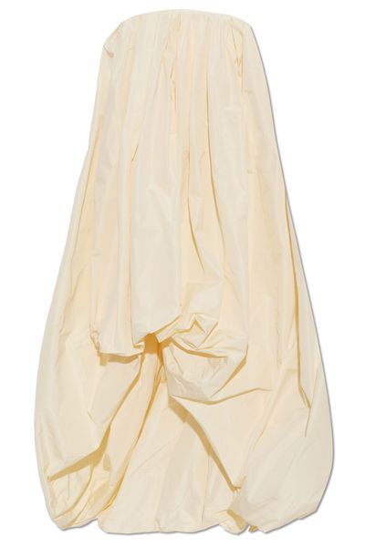 Jil Sander Draped Strapless Taffeta Dress