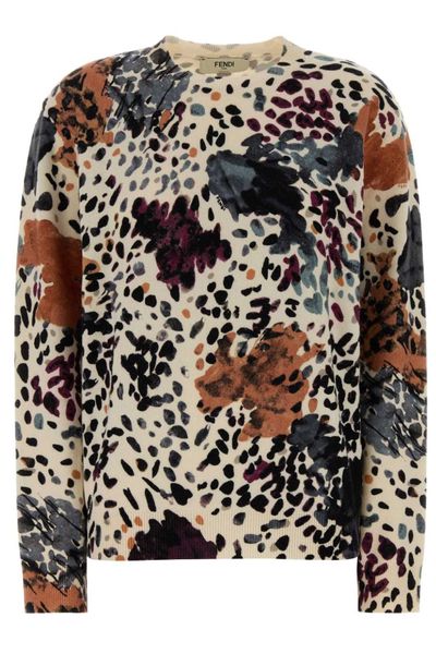 Fendi Falena Motif Printed Crewneck Jumper