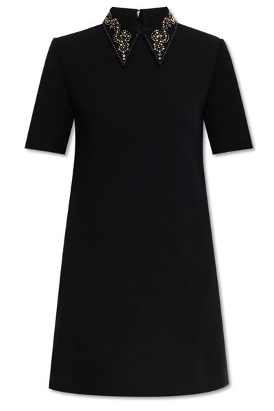 Versace Embellished Short-Sleeved Mini Dress