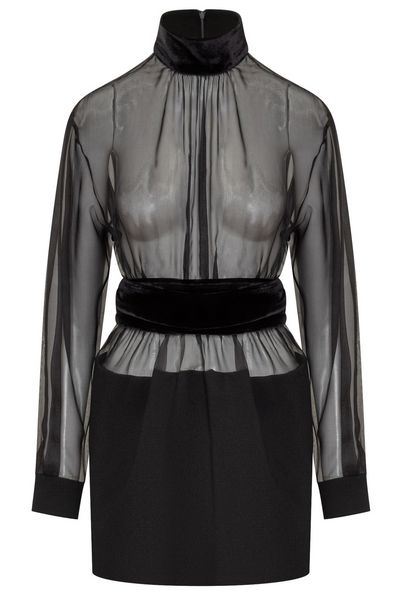 Dolce & Gabbana High Neck Sheer Mini Dress