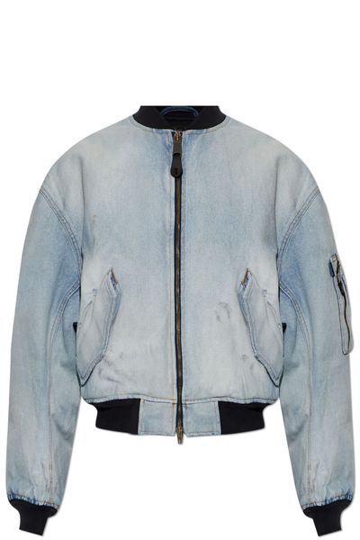 Balenciaga Standard Zip-Up Denim Bomber Jacket
