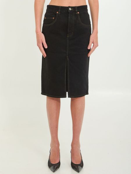 Saint Laurent Deep Sea Baggy Denim Skirt