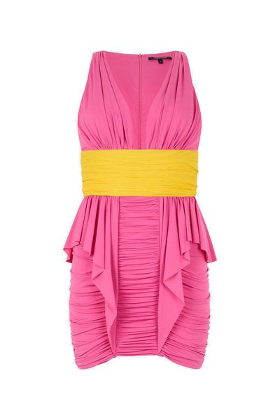 Roberto Cavalli V-Neck Ruched Mini Dress