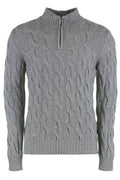 Moorer Cable Knit Half Zip Knitted Sweater