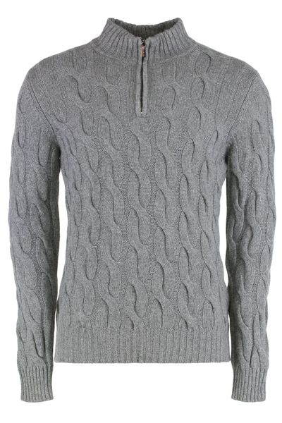 Moorer Cable Knit Half Zip Knitted Sweater