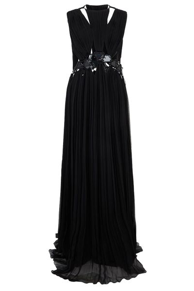 Alberta Ferretti Pleated Cut-Out Long Dress