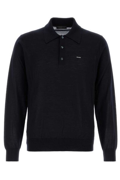 Prada Long-Sleeved Knitted Polo Jumper
