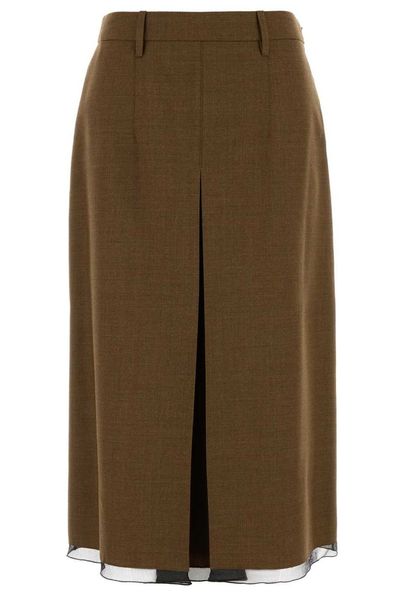 Prada Front-Slit Midi Skirt