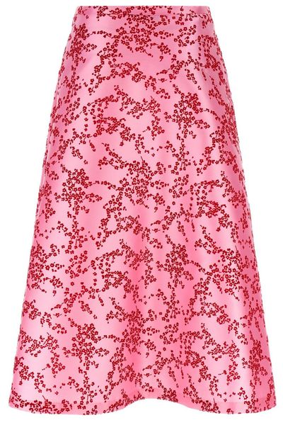 Alberta Ferretti Floral mikado A-Line Midi Skirt