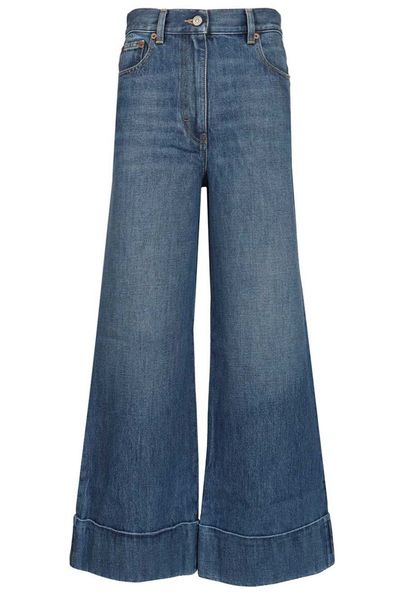 Valentino Logo Plaque Cropped Jeans