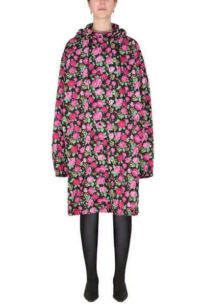 Balenciaga Floral Pattern Hooded Coat