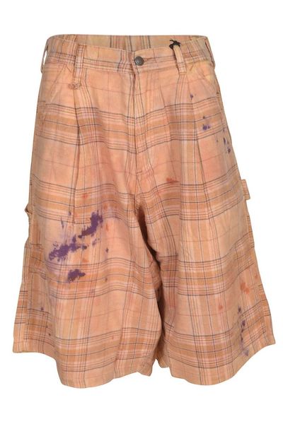 R13 Paint-Splatter Plaid Shorts