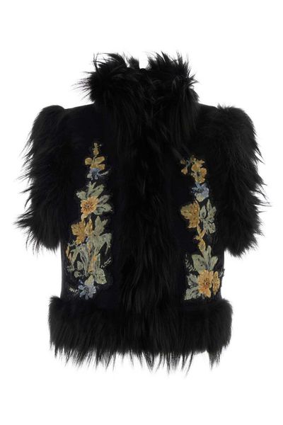 Fendi Floral Jacquard Feather Vest