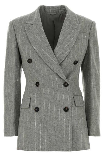 Brunello Cucinelli Double-Breasted Pinstriped Blazer
