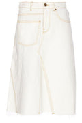 Tory Burch Deconstructed Raw-Cut Hem Denim Skirt