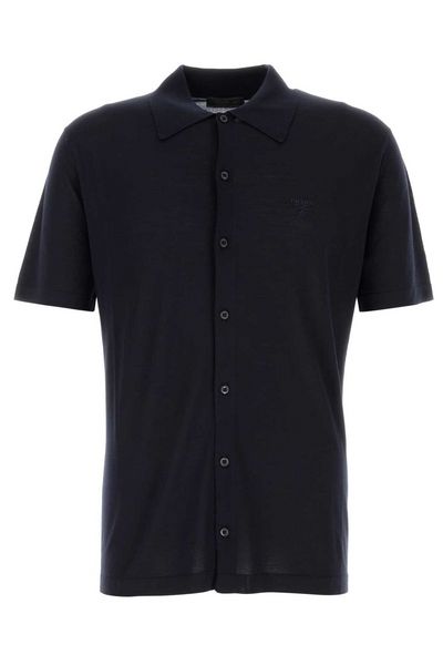 Prada Logo-Embroidered Short-Sleeved Knitted Shirt