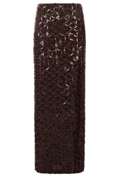 P.A.R.O.S.H. Sequin-Embellished Slit-Detailed Maxi Skirt