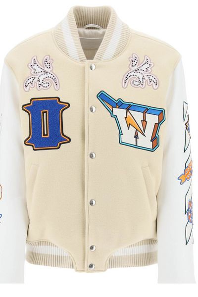 Off-White Tunderbolt Buttoned Long-Sleeved Bomber Jacket