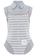 Thom Browne Striped Sleeveless Buttoned Shirt