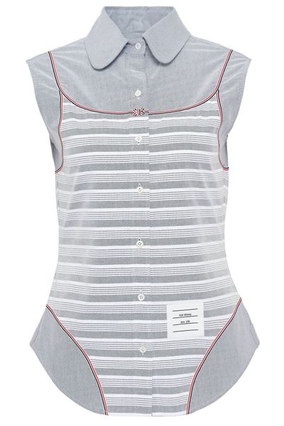 Thom Browne Striped Sleeveless Buttoned Shirt