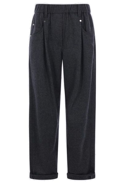 Brunello Cucinelli Elastic Waistband Straight-Leg Trousers