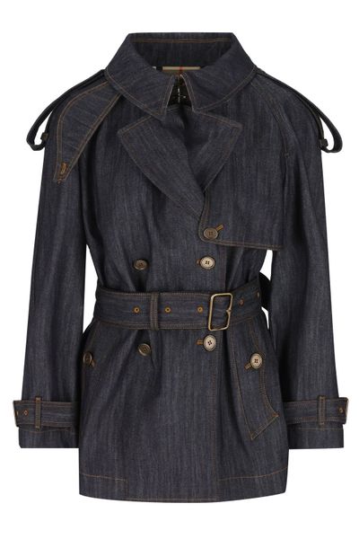 Burberry Short Denim Fitzrovia Trench Coat