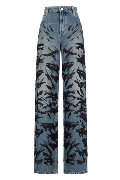 Blumarine Embroidery Wide Leg Jeans