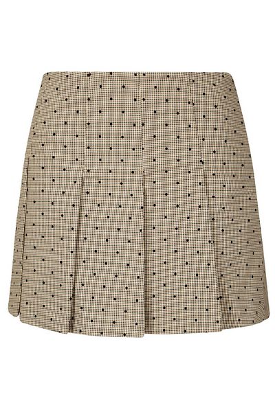Ganni Flock Check Pleated Mini Skirt