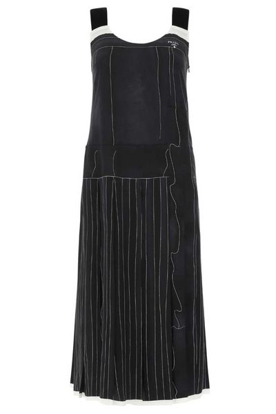 Prada Logo Printed Unlined Midi Dress
