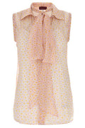 Gucci Printed Neck-Bow Sleeveless Top