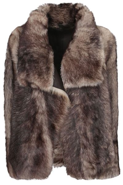 Yves Salomon Sheepskin Wide Lapel Coat