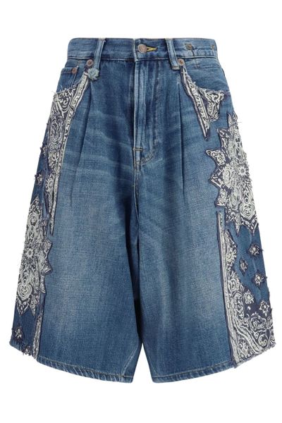 R13 Bandana Patchwork Denim Shorts