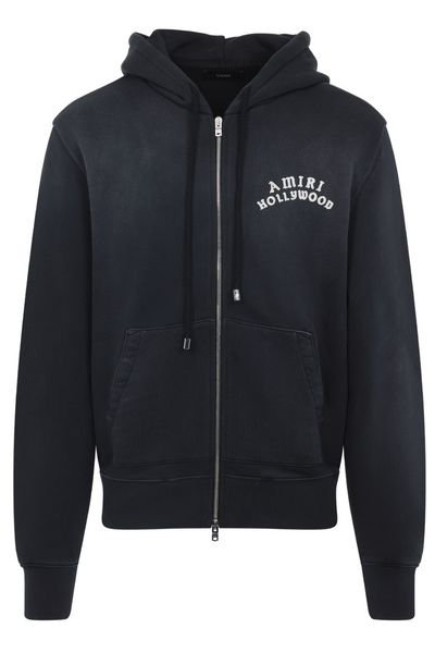 Amiri Hollywood Printed Zip-Up Drawstring Hoodie