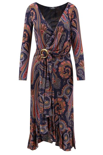 Etro Paisley Draped Midi Dress