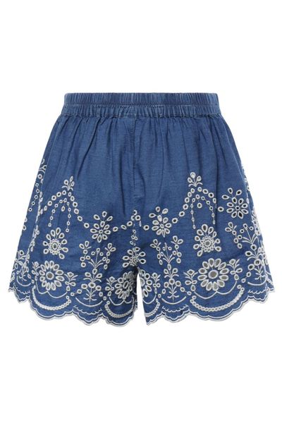 Mc2 Saint Barth Amani Embroidered Scalloped Shorts
