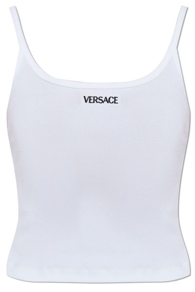 Versace Logo-Embroidered Ribbed Top