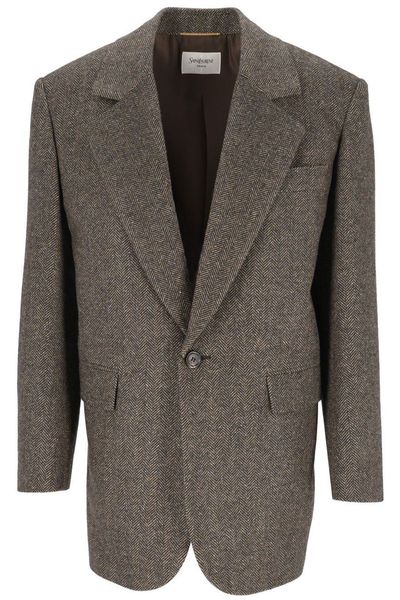Saint Laurent Herringbone Single-Breasted Blazer