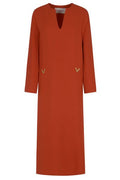 Valentino V Gold Straight Hem Midi Dress