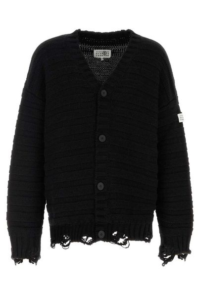 MM6 Maison Margiela Distressed Knitted Cardigan