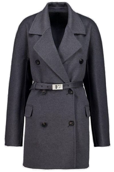 Ferragamo Double Breasted Belted Long Jacket