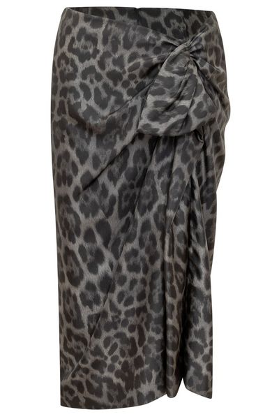 Stella McCartney Knotted Asymmetric Leopard Midi Skirt