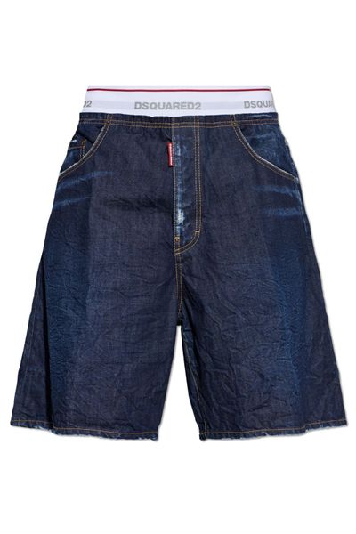 Dsquared2 Logo Waistband Denim Shorts