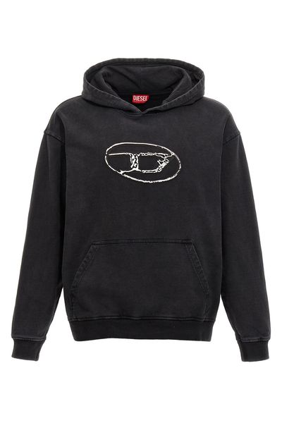 Diesel S-Boxt-Hood-Q7 Multi-Layered Logo Printed Hoodie