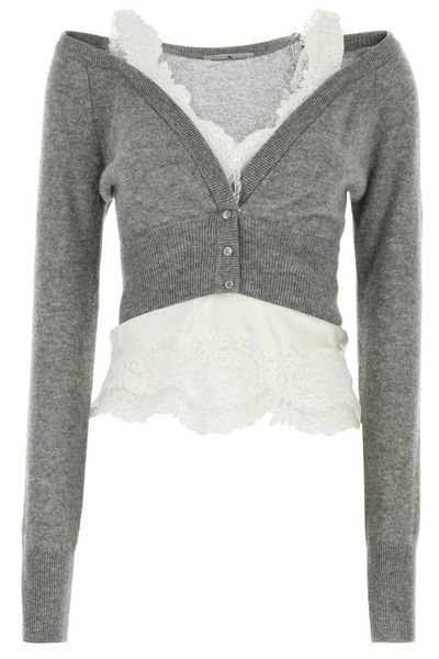 Ermanno Scervino Lace Trim Cropped Cardigan