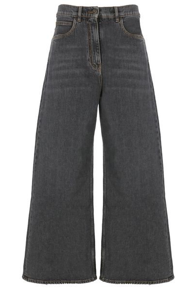 Etro Wide-Leg Washed Denim Jeans