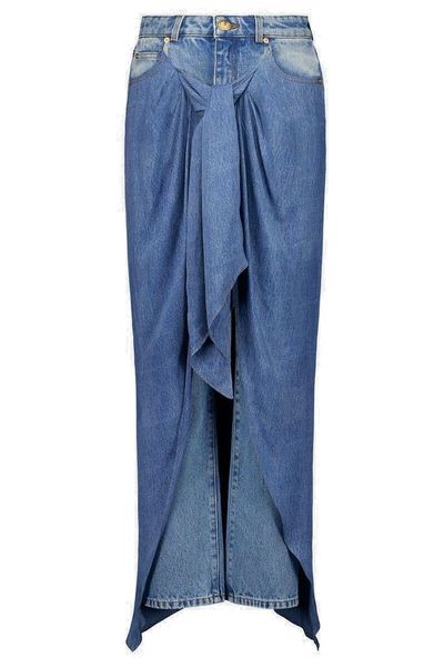 Balmain Draped Skirt Denim Jeans