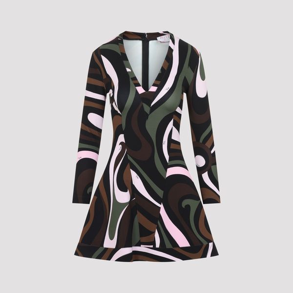 PUCCI Long Sleeve Printed Dress