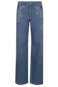 Ermanno Firenze Floral Embroidered Wide-Leg Jeans